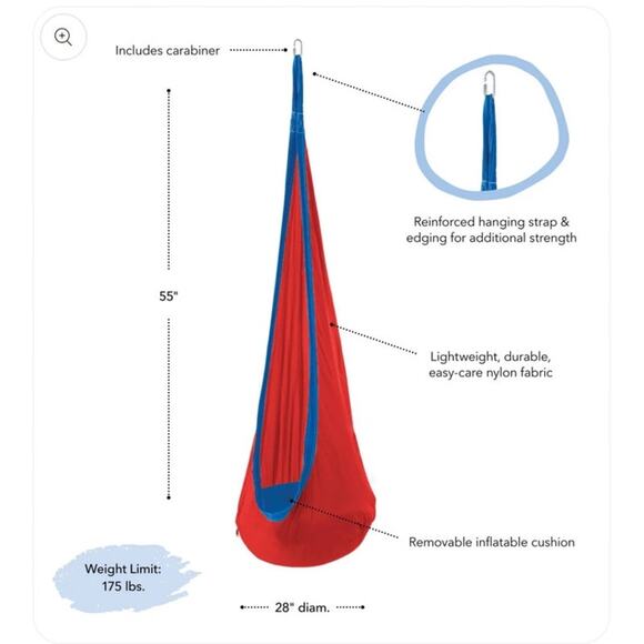 HugglePod Lite Nylon Hanging Chair color Red - Picture 4 of 8